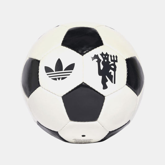 Off-white and black soccer ball with adidas trefoil and club crest