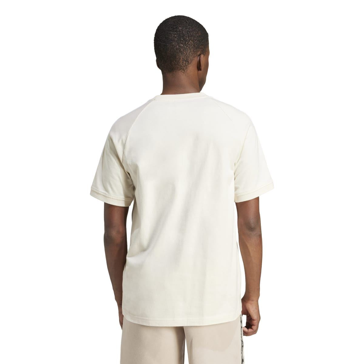 Off-white panel T-shirt back view with V-neck and short sleeves