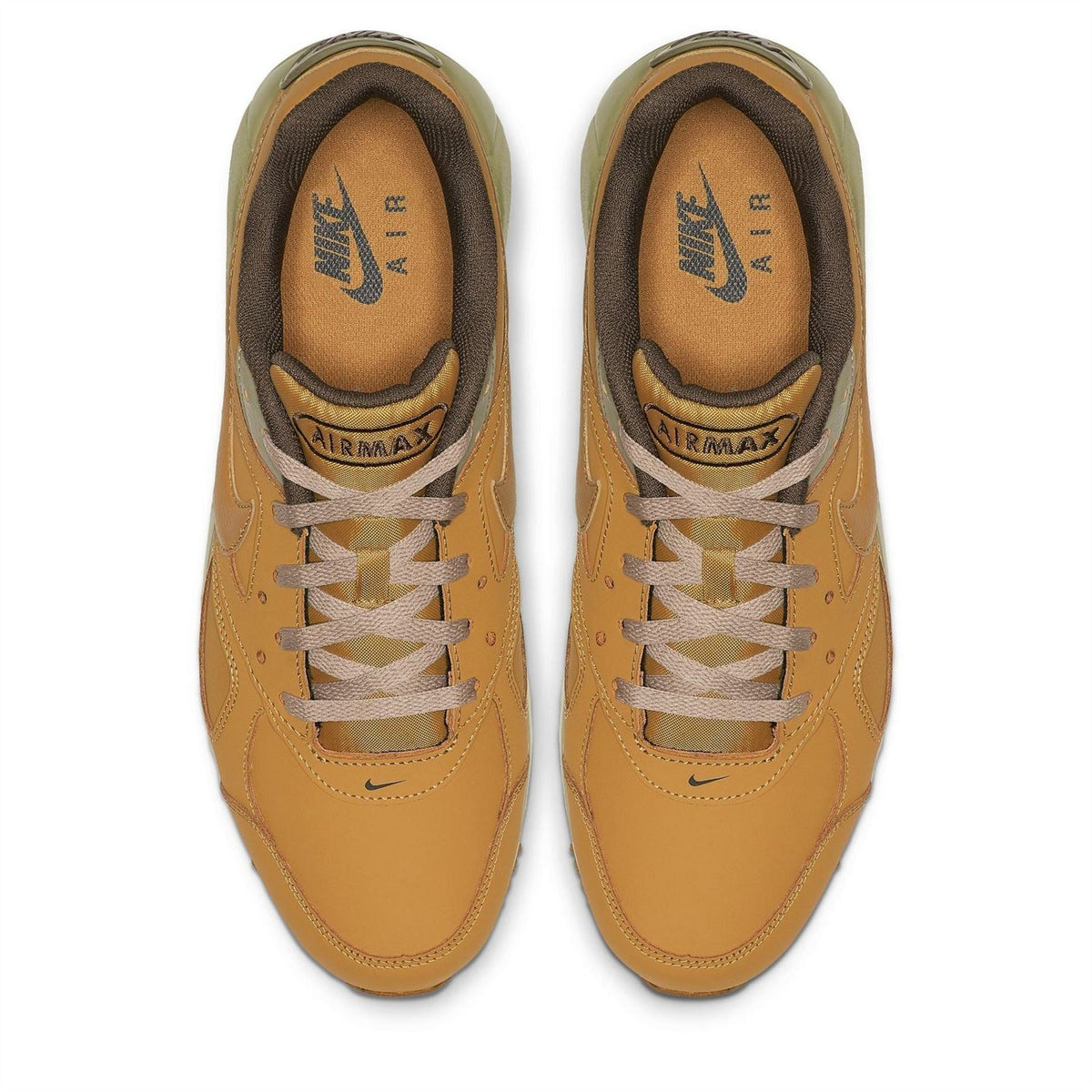 Tan lace-up trainers front view with swoosh and Air Max branding