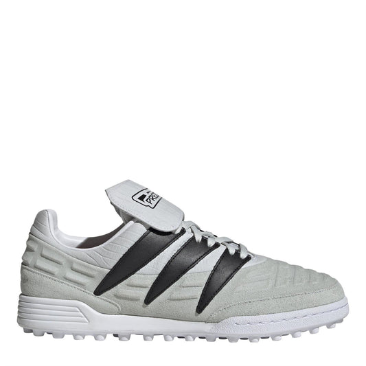 adidas Predator 94 soccer cleat in white with black adidas stripes and lace strap