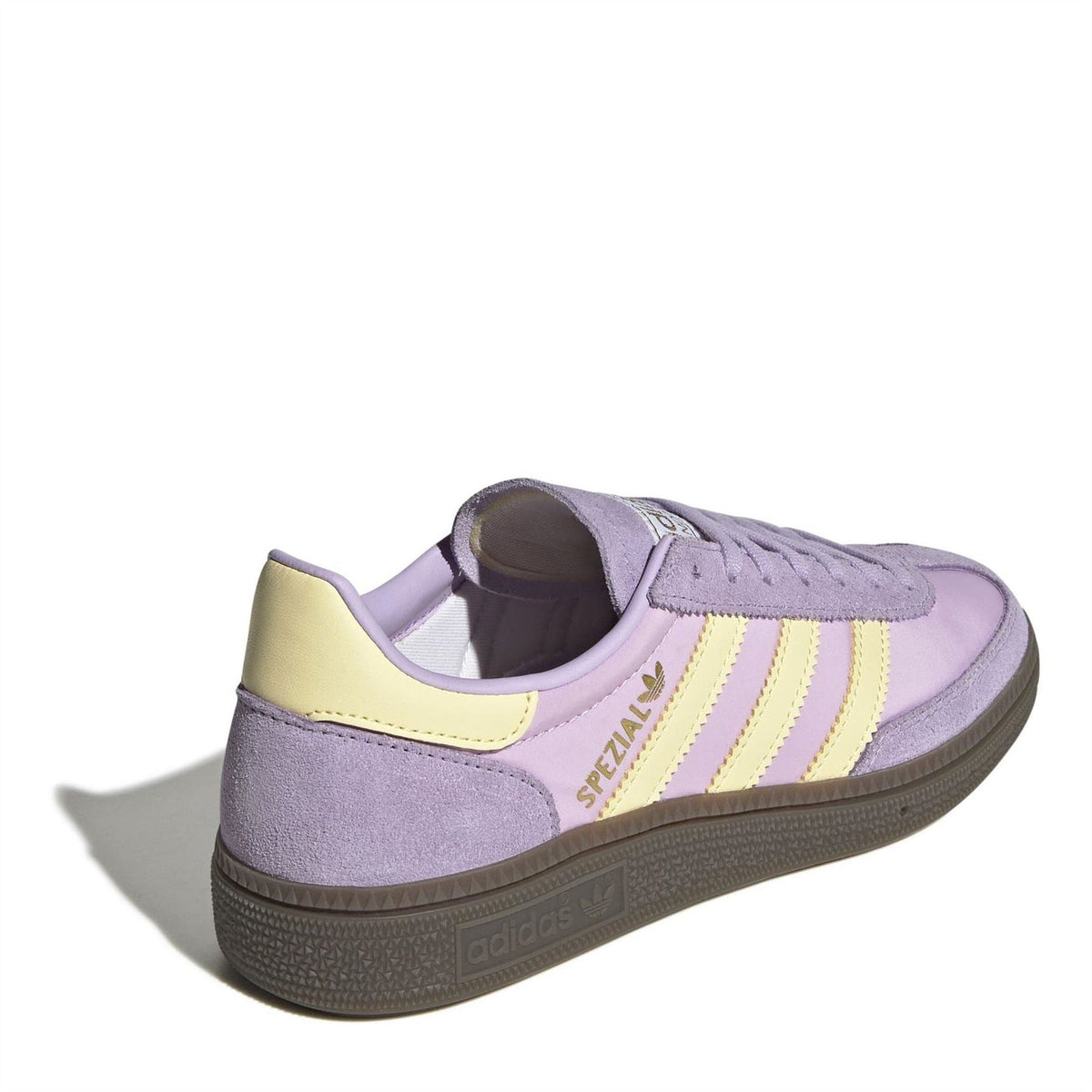 Juniors purple adidas Handball Spezial sneakers with yellow and white side stripes