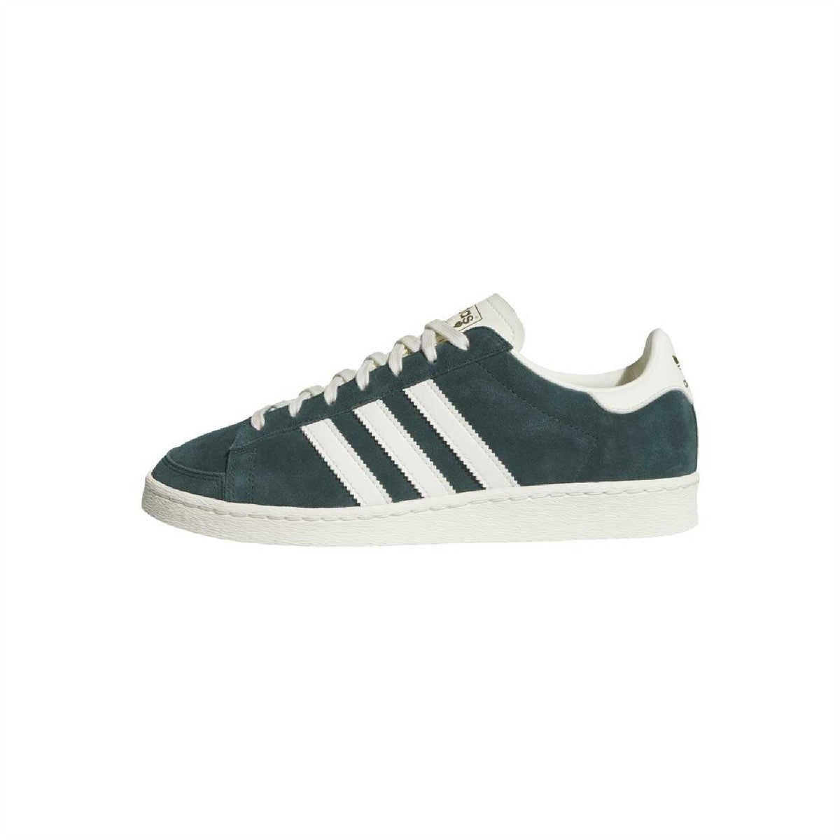 adidas Originals Jabbar low top sneakers, dark teal upper, white triple stripes, lace-up design