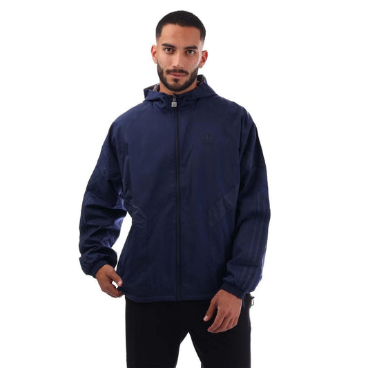 adidas Originals navy hooded windbreaker jacket, full-zip front