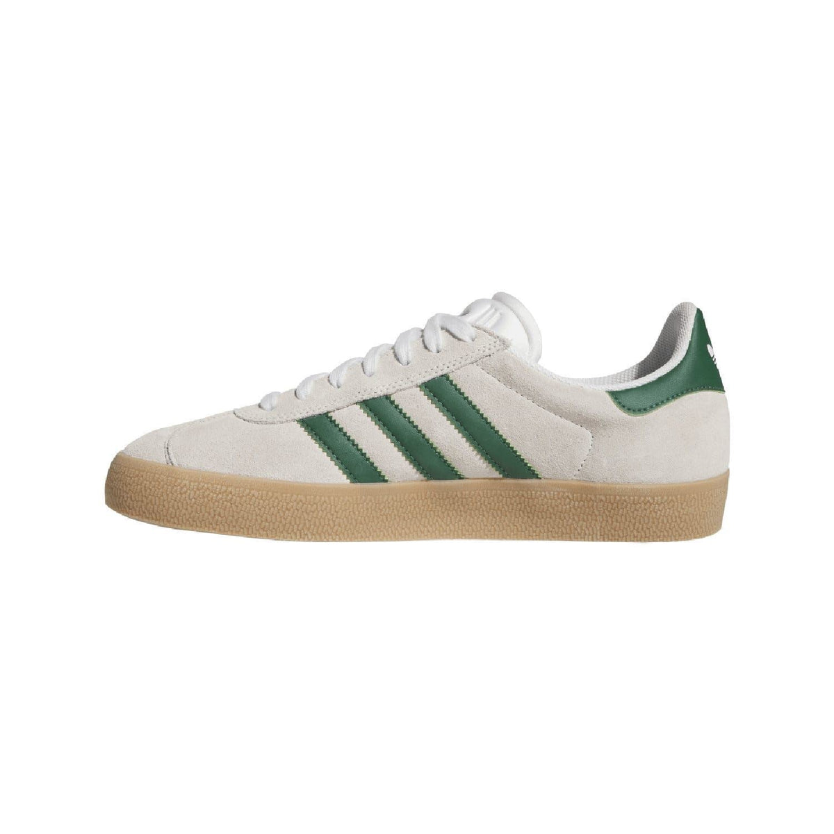 adidas Gazelle Advantage low-top sneakers, off-white suede with green stripes and gum sole