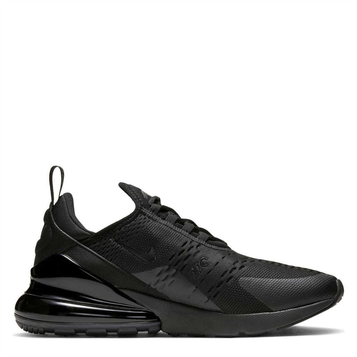 Men's Nike Air Max 270 trainers in black with air-cushioned midsole