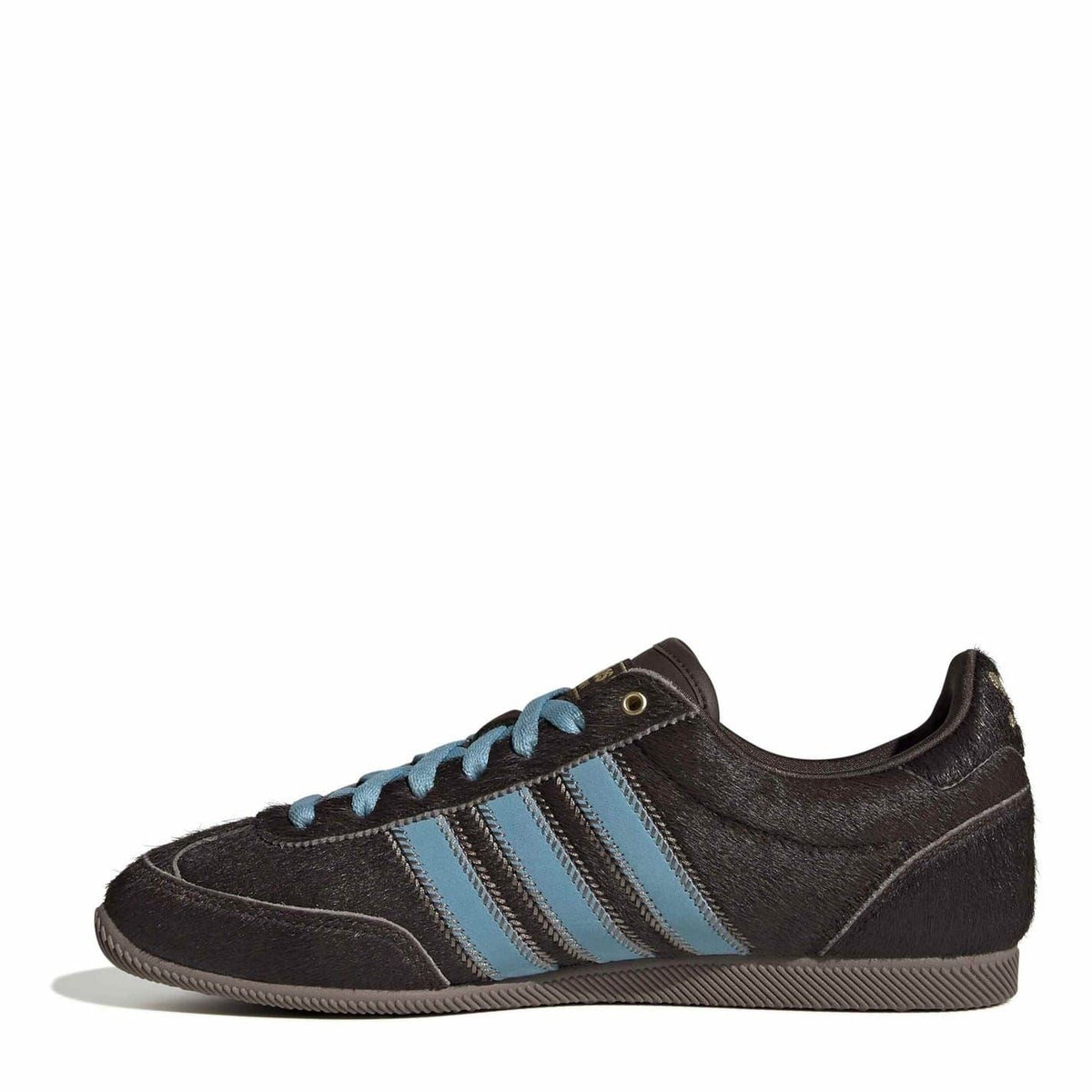adidas Originals Japan sneakers, dark brown suede with light blue three-stripes and rubber sole