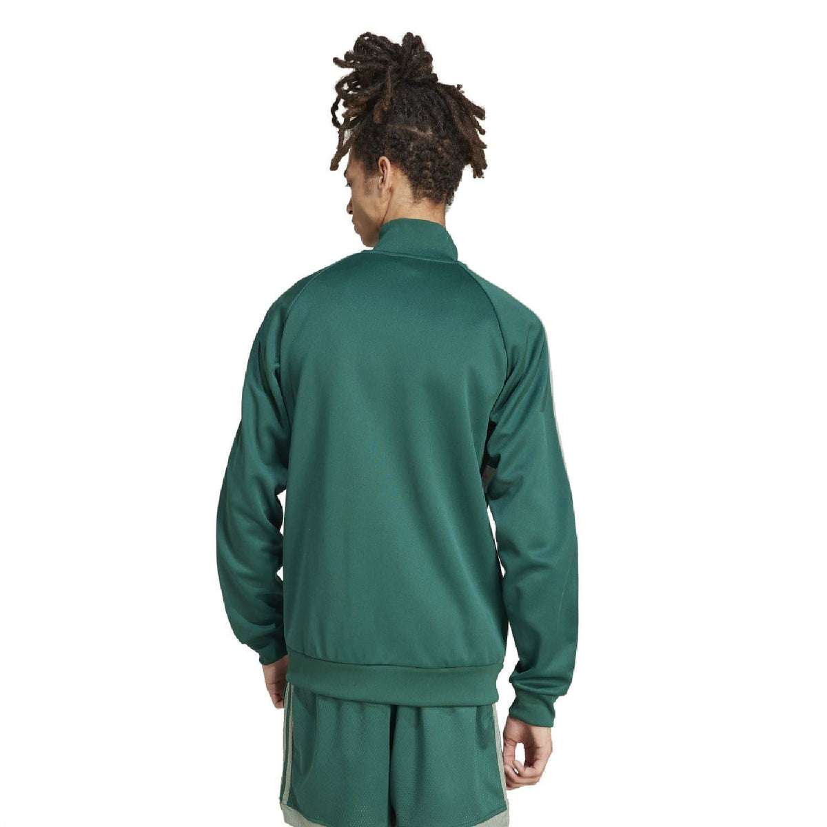adidas Originals First Track Top in navy, featuring white stripes on sleeves and zip-up front, casual sportswear for men.