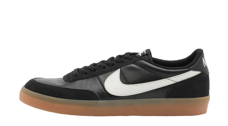 Men's Nike Killshot 2 leather sneakers, black with white Swoosh and gum sole