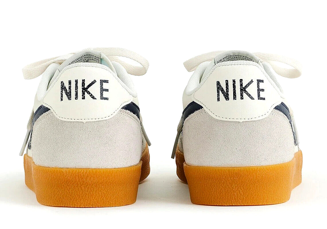 Nike Killshot 2 sneakers with heel branding, sail back panels, gum heel.