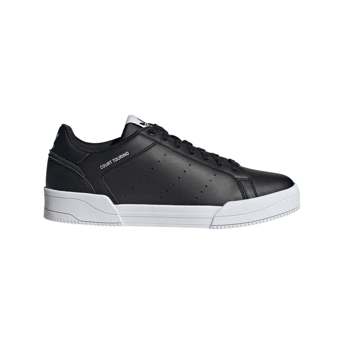 adidas Court Tourino black low-top trainers with lace-up closure and white sole