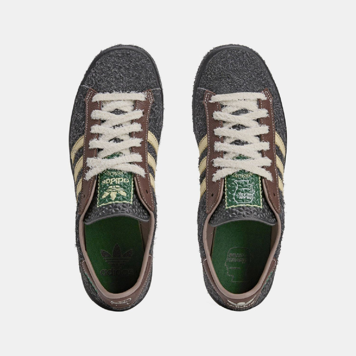 adidas Originals Forest Hills Brain Dead sneakers, casual footwear with unique design and durable rubber soles, shown from side angle
