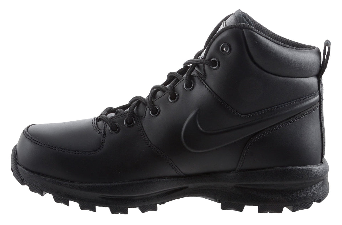 Men's Nike Manoa leather boots, black, lace-up, rugged tread sole