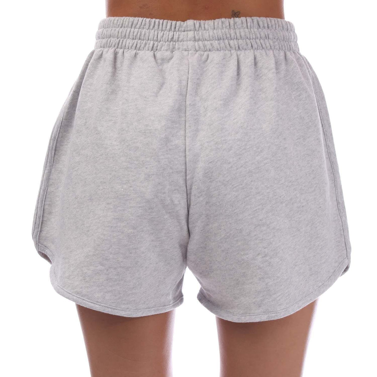 Light grey shorts with elastic waistband and relaxed fit