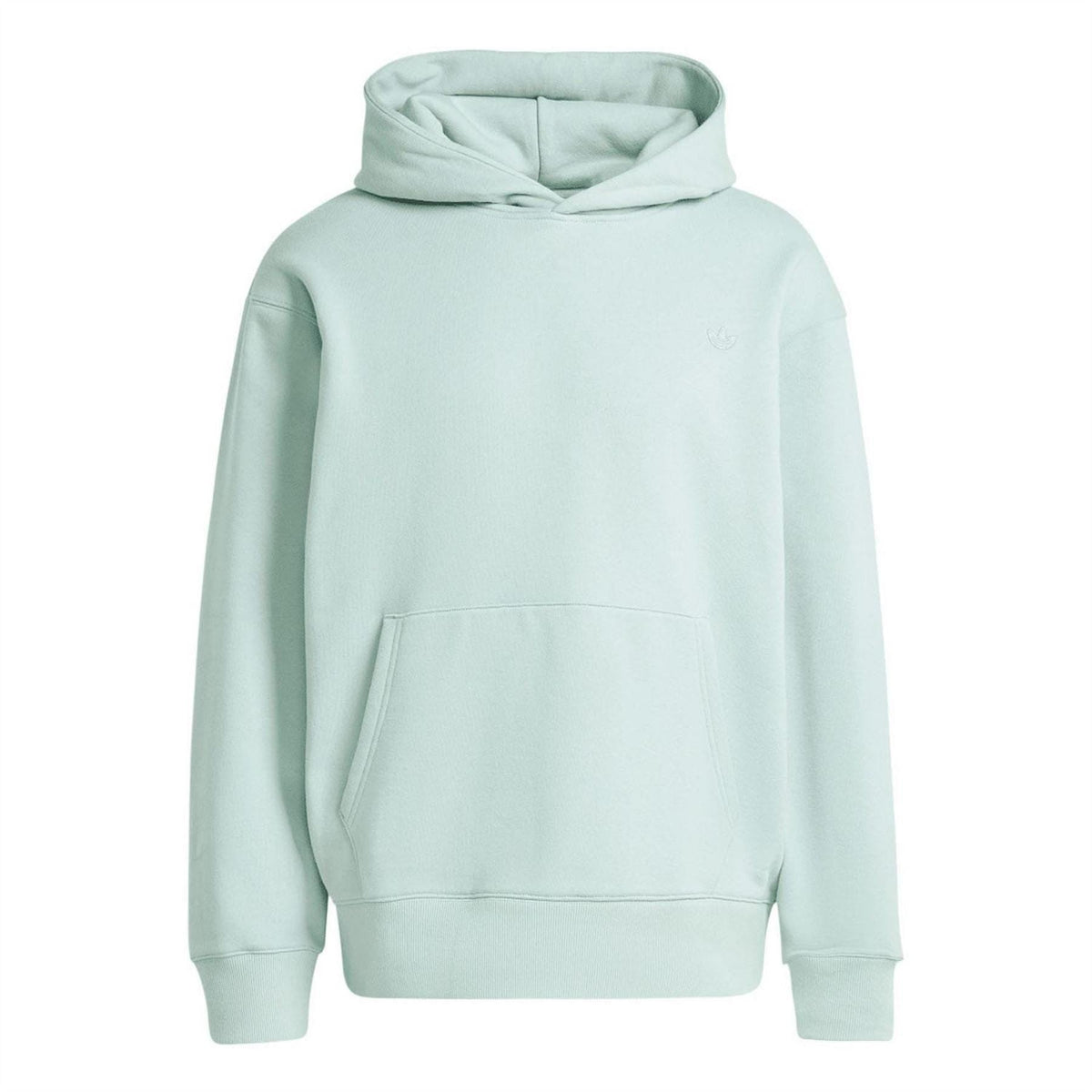 Light green pullover hoodie with kangaroo pocket and drawstring hood