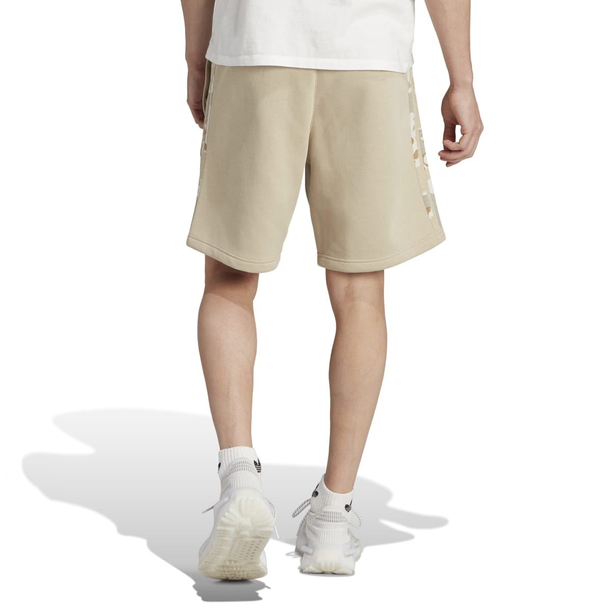 Sand Originals camo stripe shorts with elastic waistband, side stripe detail on leg