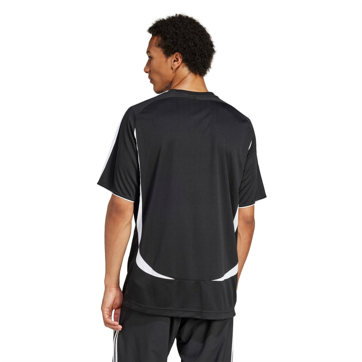 Back view of black adidas Originals Teamgeist tee with white stripe detailing