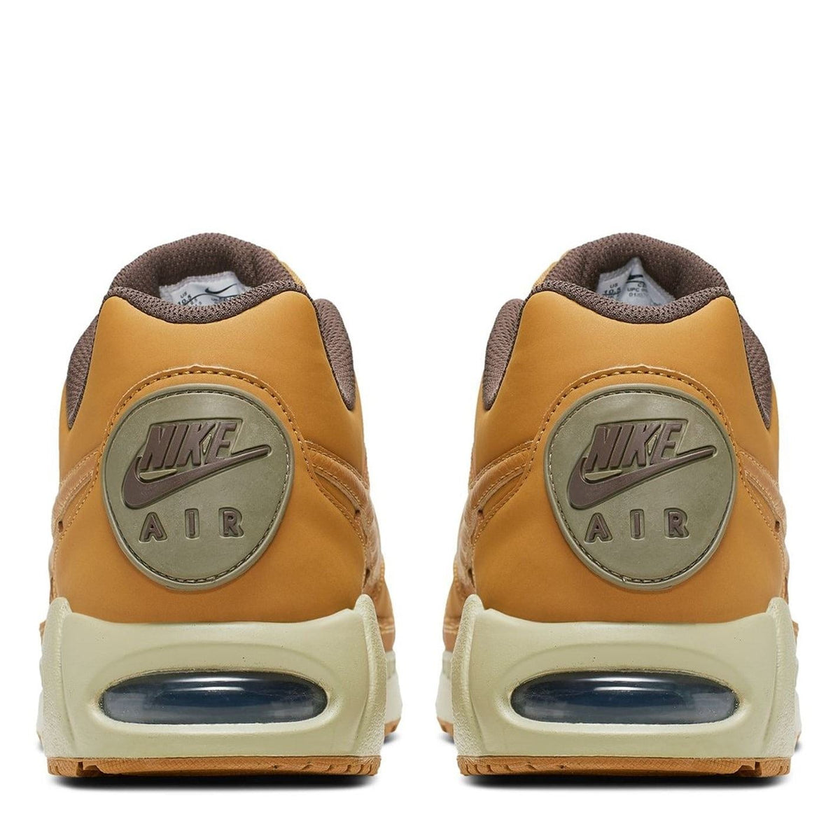 Air Max Ivo trainers, wheat heel view with Nike Air badge and Air sole window