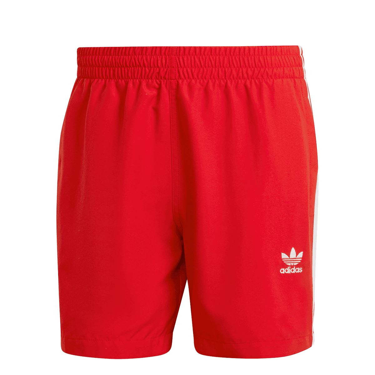 Red adidas Originals swim shorts with elastic waistband and adidas logo