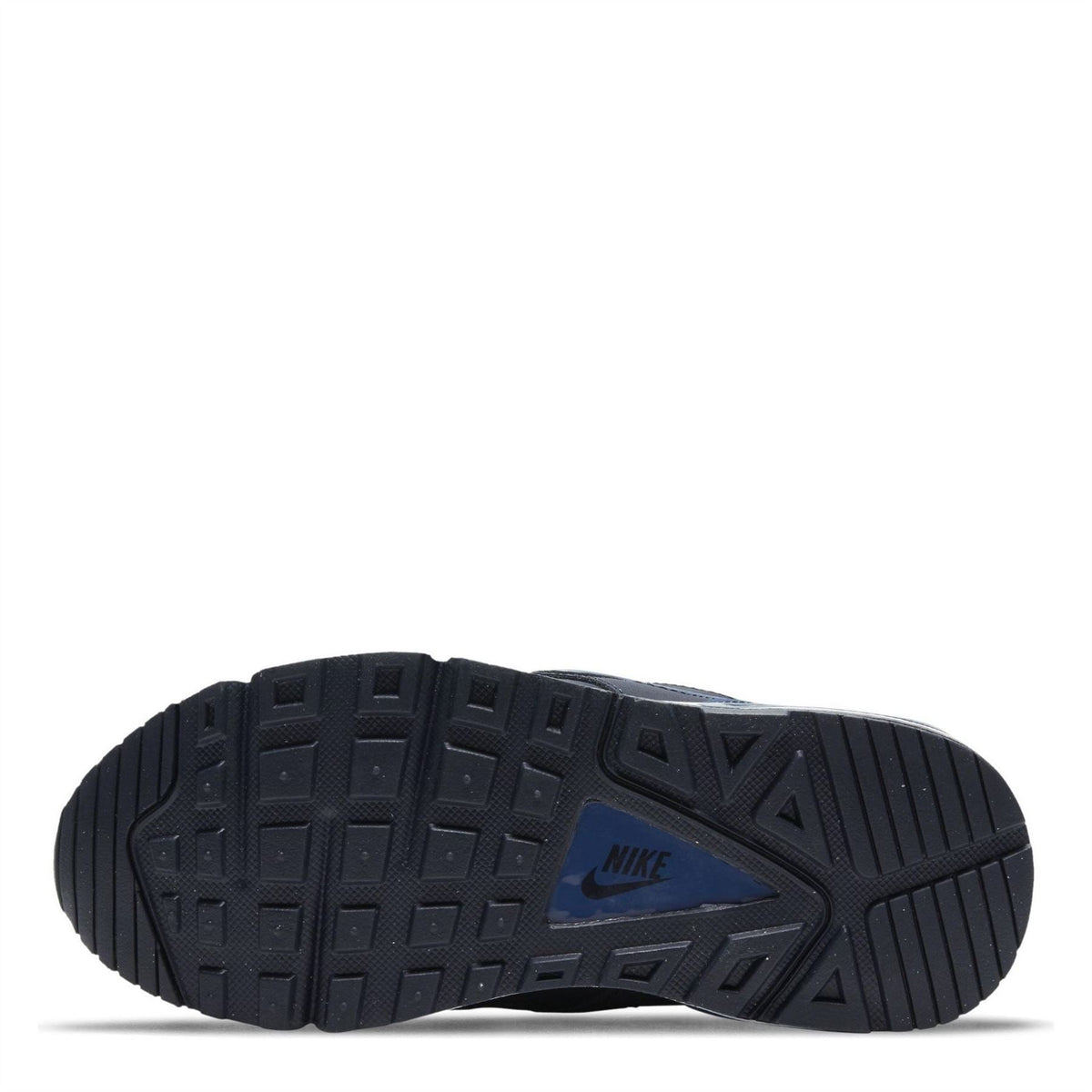 Nike Air Max Ivo kids' outsole in dark blue with Nike logo, treaded rubber