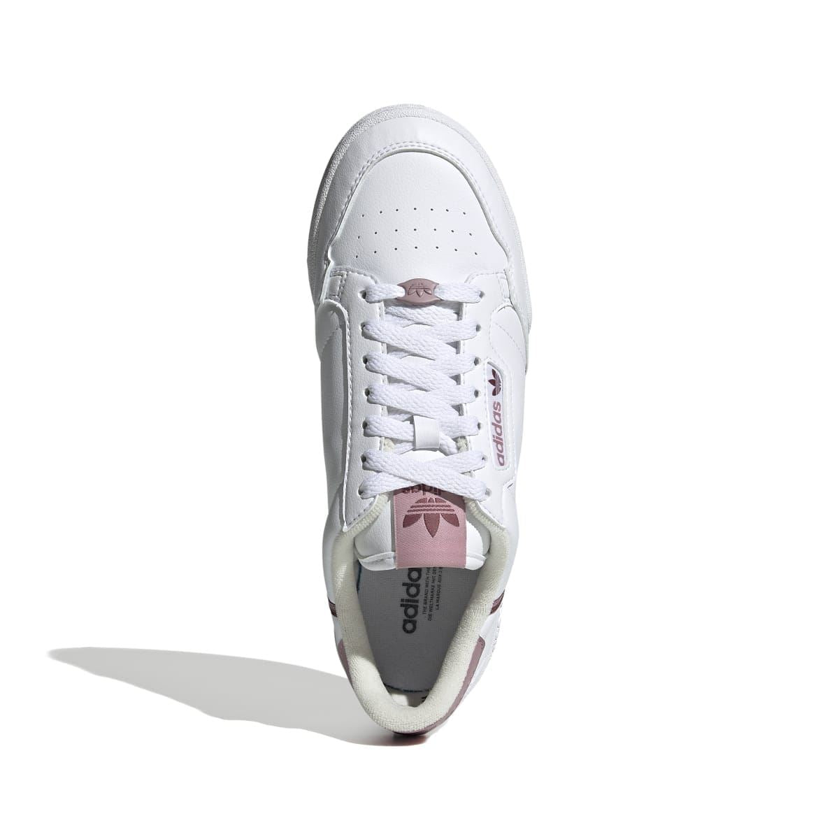Women's white vegan low-top trainers, lace-up with mauve heel lining