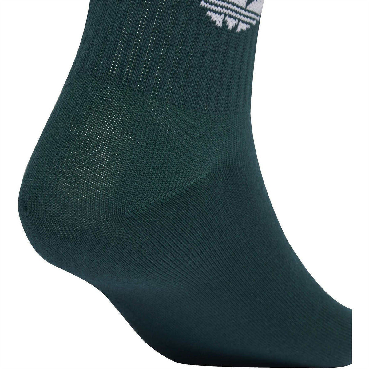 adidas Originals crew sock in dark green with trefoil logo and ribbed knit