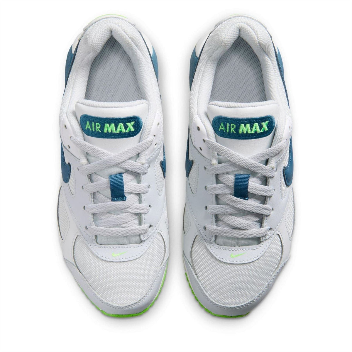 Kids Nike Air Max Ivo sneakers, white with teal “AIR MAX” heel and side accents