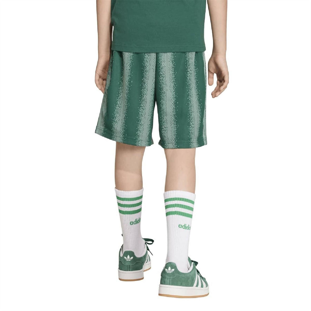 Kids' green speckle-print shorts with side slits and straight hem