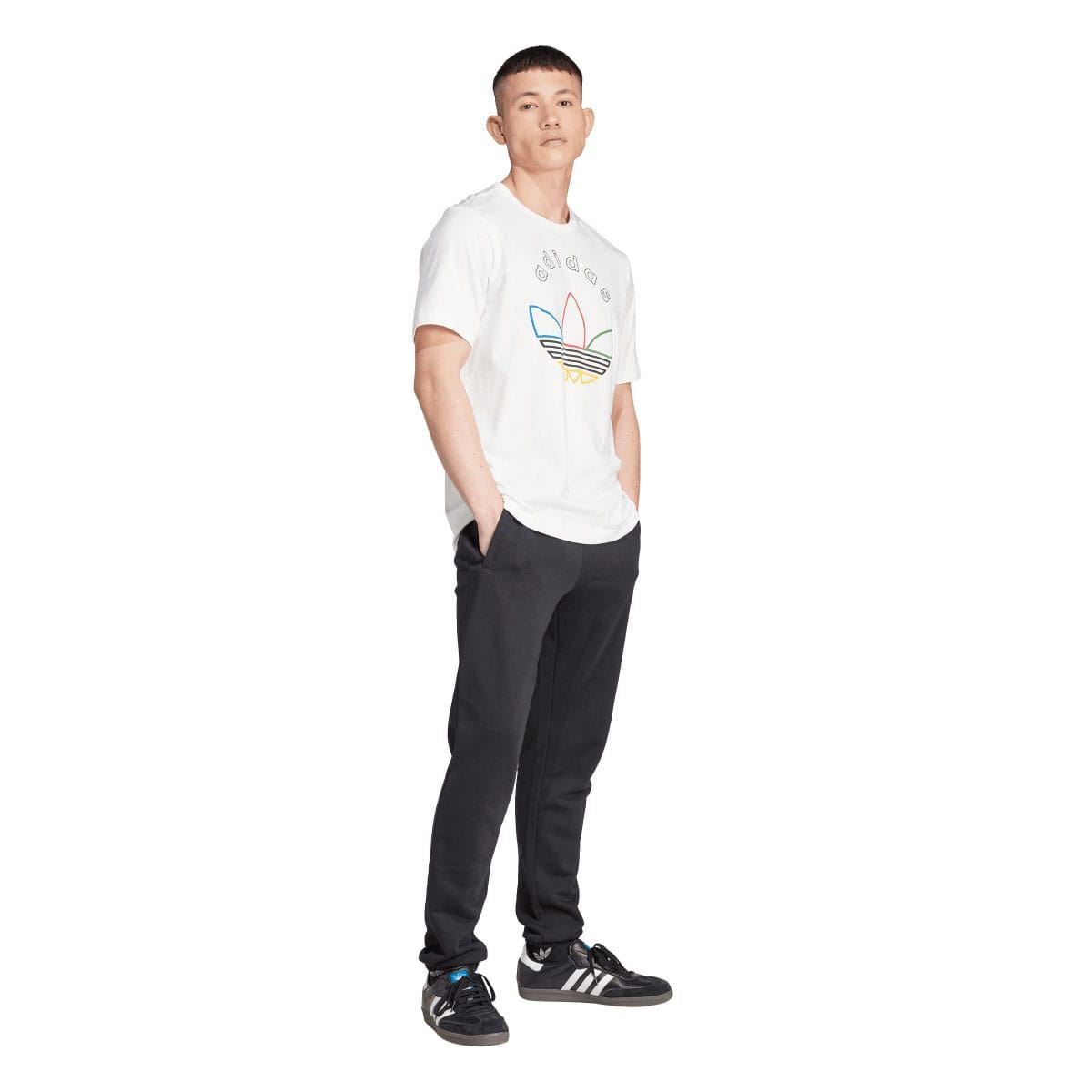 White adidas Originals trefoil graphic T-shirt, crew neck, short sleeves