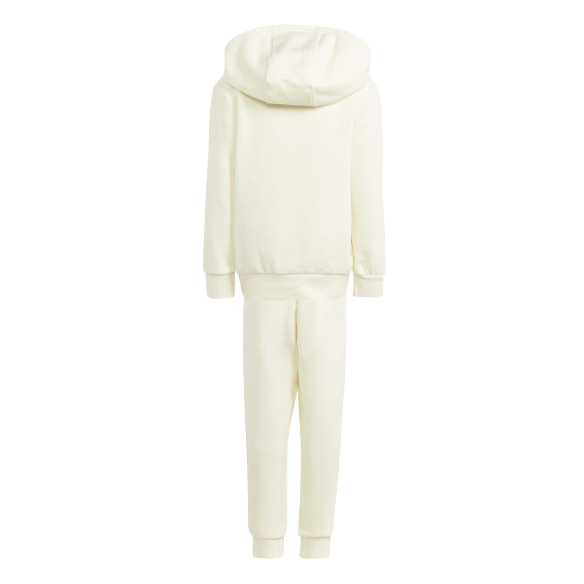 Kids' cream hooded tracksuit set with hood and joggers, elastic cuffs