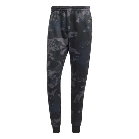 adidas Originals camo track pants, dark charcoal with elastic waistband and ankle cuffs
