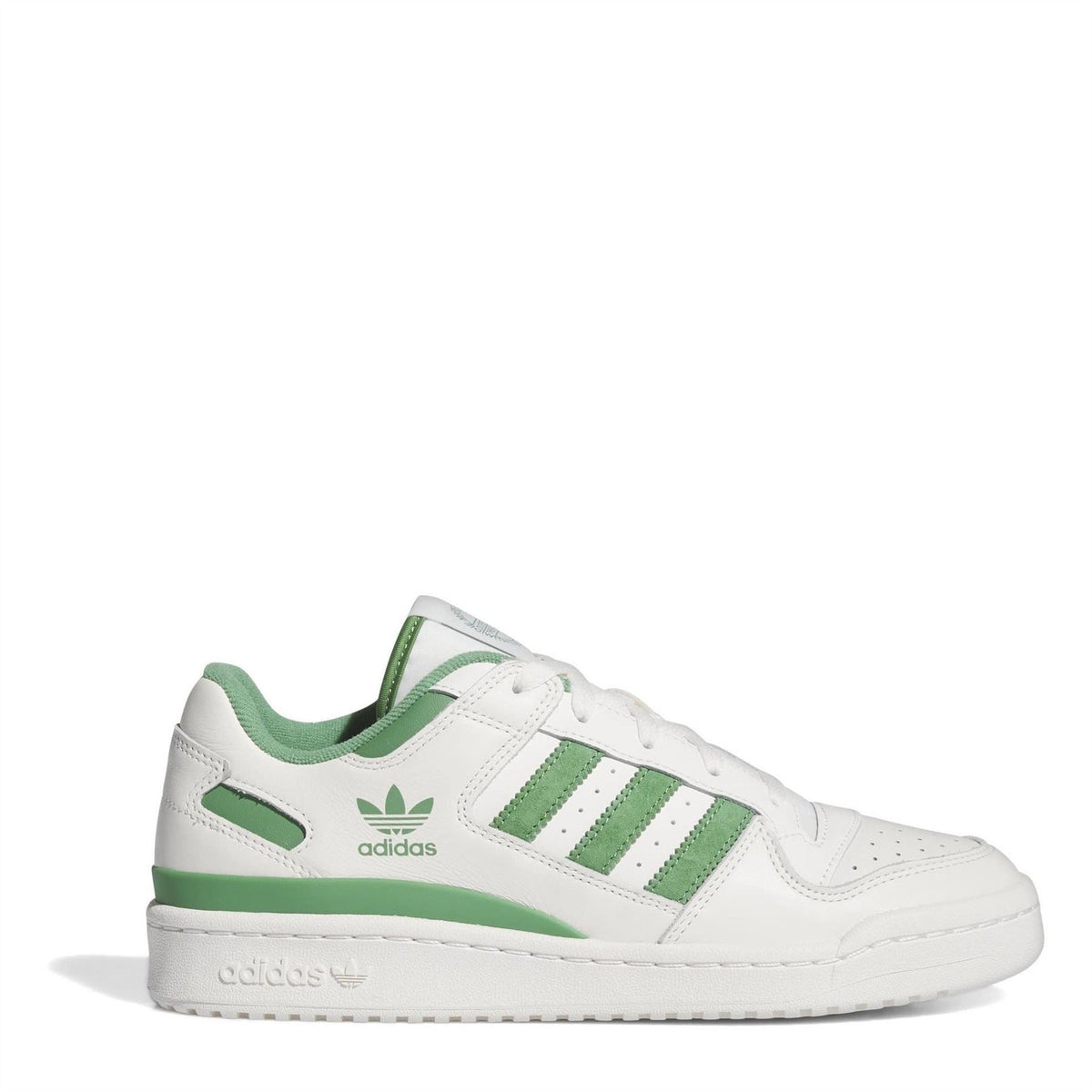 adidas Originals low-top sneakers in white with green stripes and lace-up design