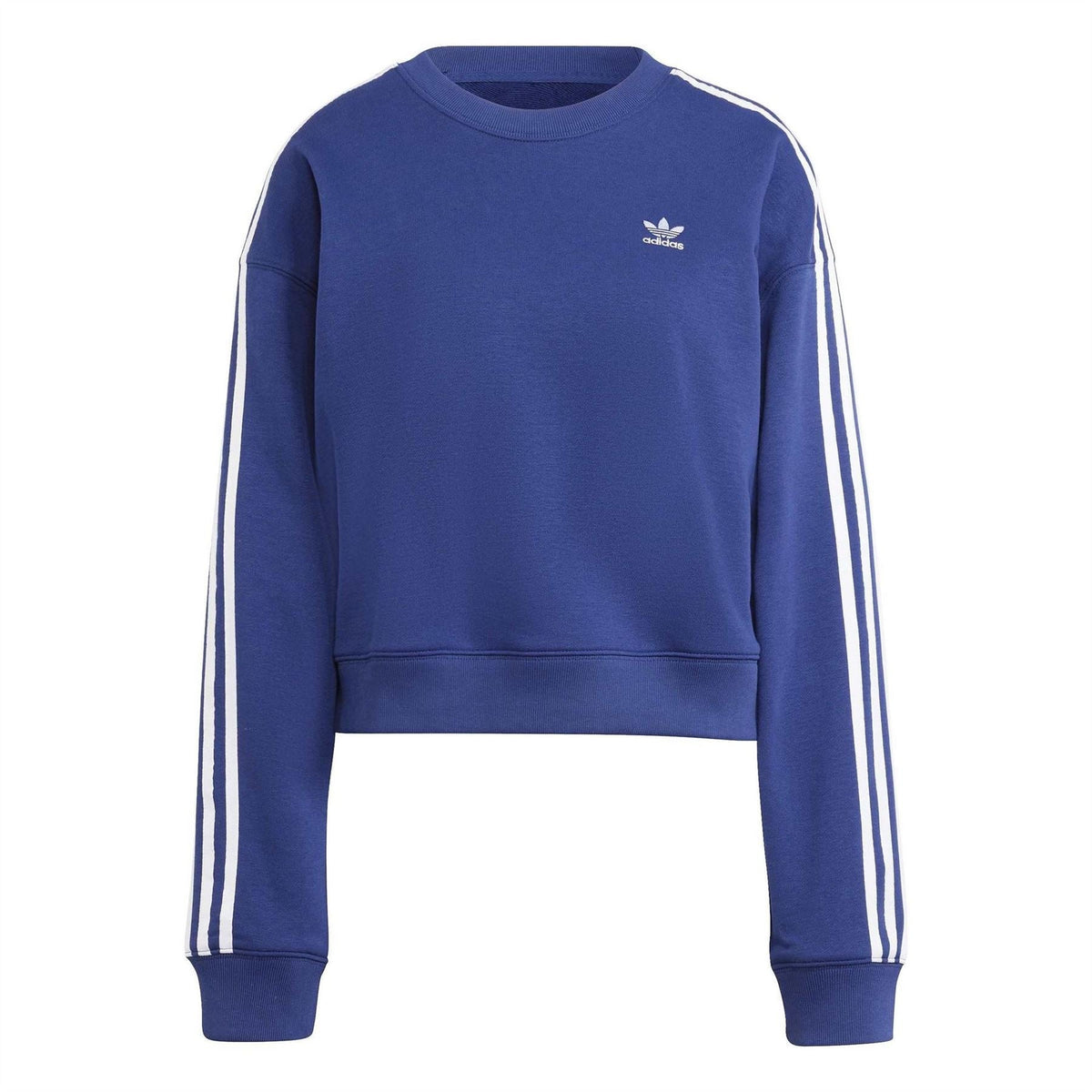 adidas Originals 3 Stripes crew neck long sleeve sweatshirt with classic design and ribbed cuffs, in a casual, comfortable fit