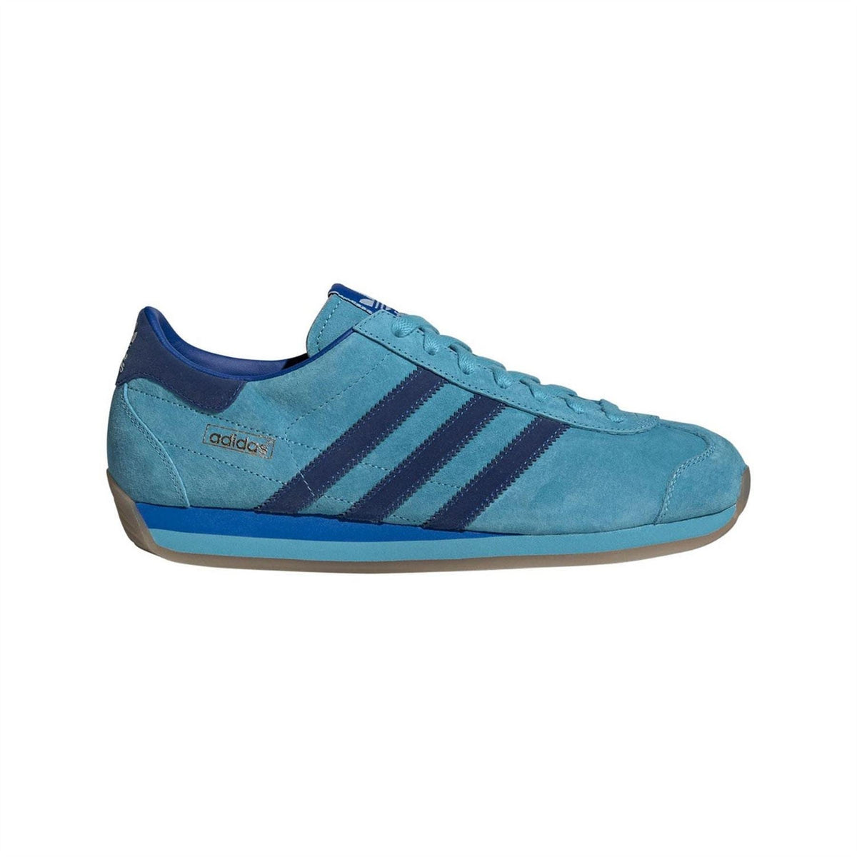 Men's adidas Originals trainers in blue suede with dark three-stripe side panel