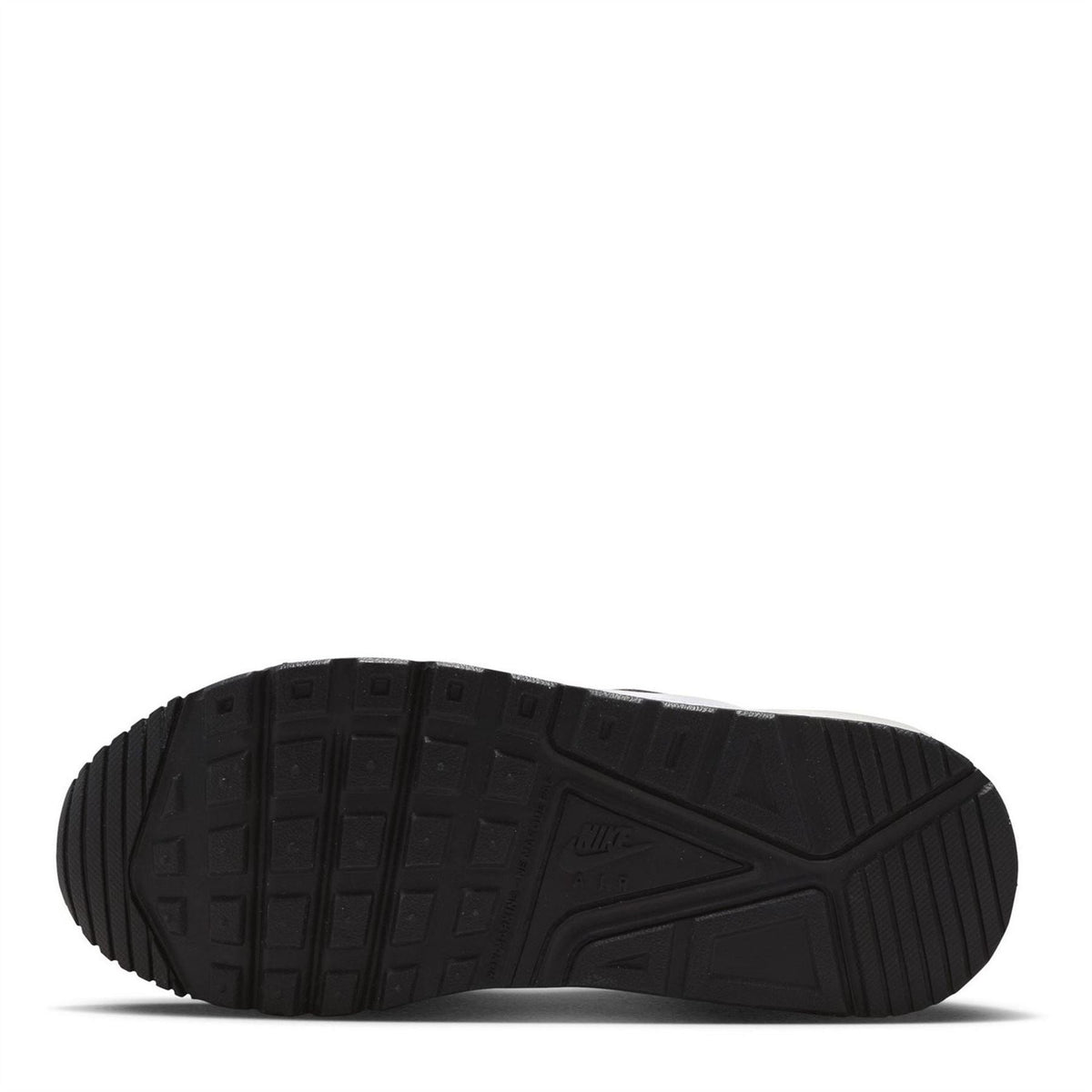Black rubber outsole for junior Air Max sneakers with tread and traction pattern