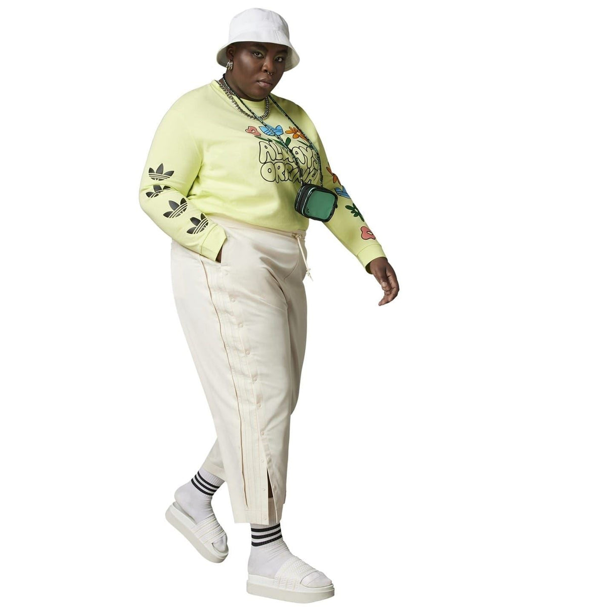 Wonder White adidas Originals jogger sweatpants with cuffed legs and drawstring waist