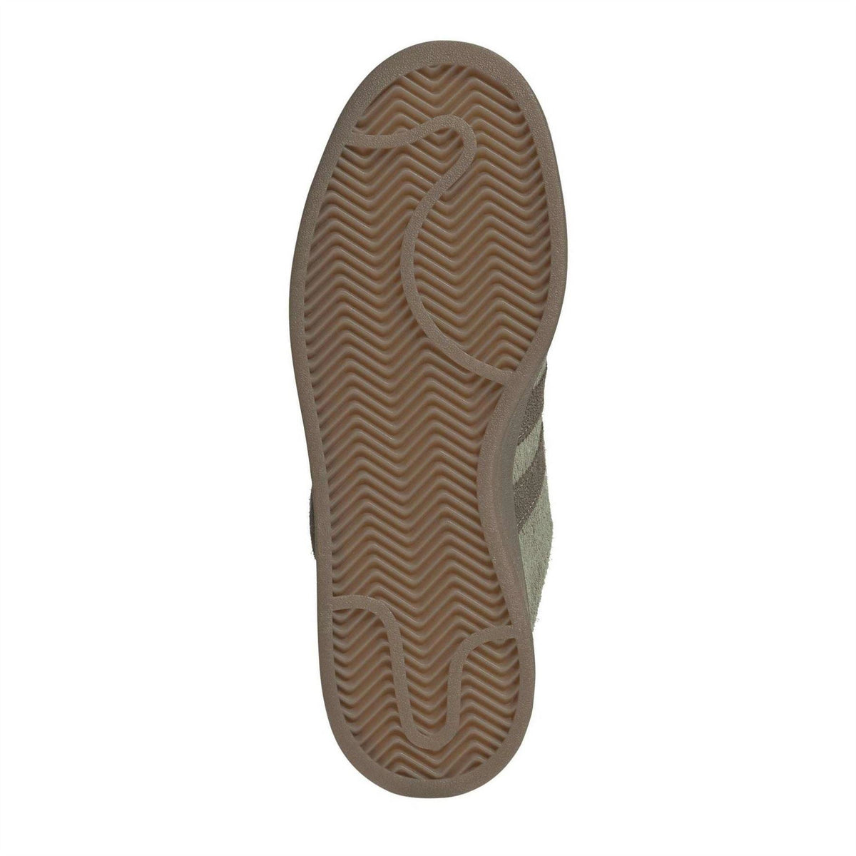 adidas Originals campus sneaker outsole, textured gum-brown tread under olive upper