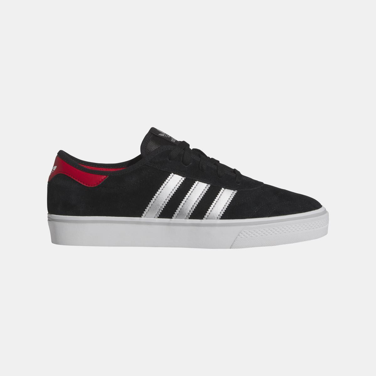 adidas Originals Adi Ease black sneakers with white 3-stripe branding and red heel tab