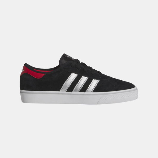 adidas Originals Adi Ease black sneakers with white 3-stripe branding and red heel tab
