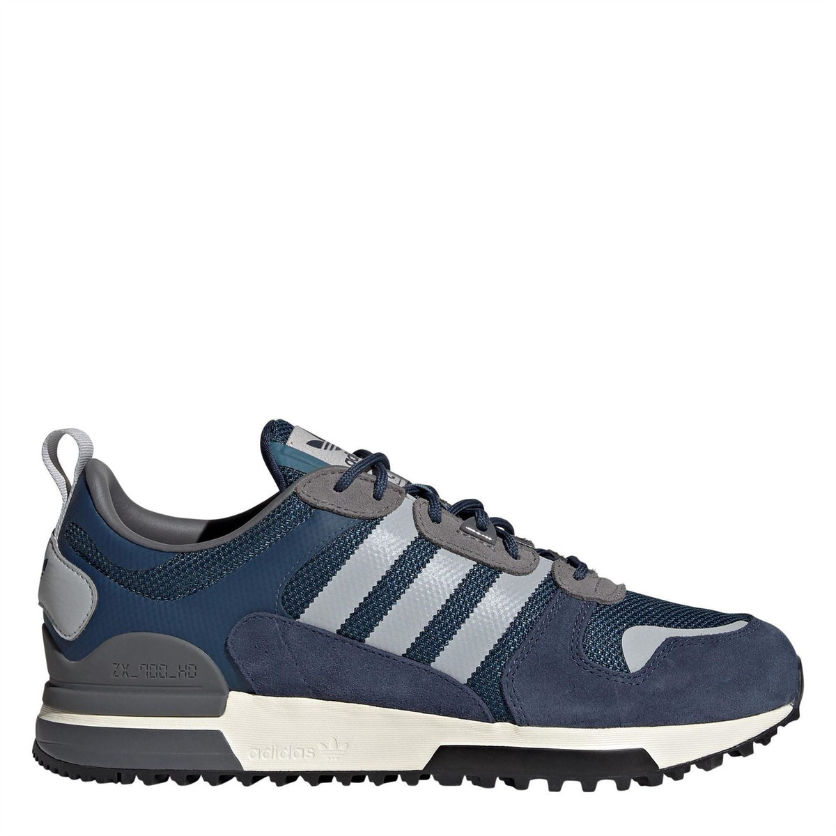 adidas Originals ZX 700 HD low-top trainers in black and white, showcasing breathable mesh and supportive rubber sole.