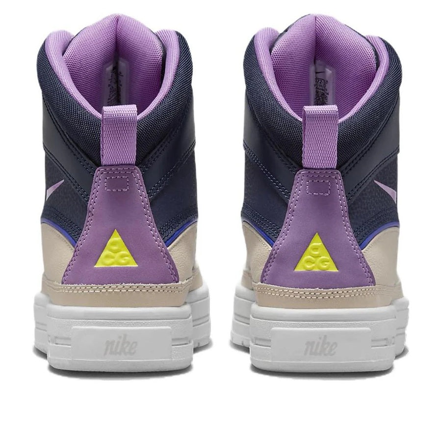 Kids' high-top sneakers with purple heel pull tab and Nike Swoosh on sides