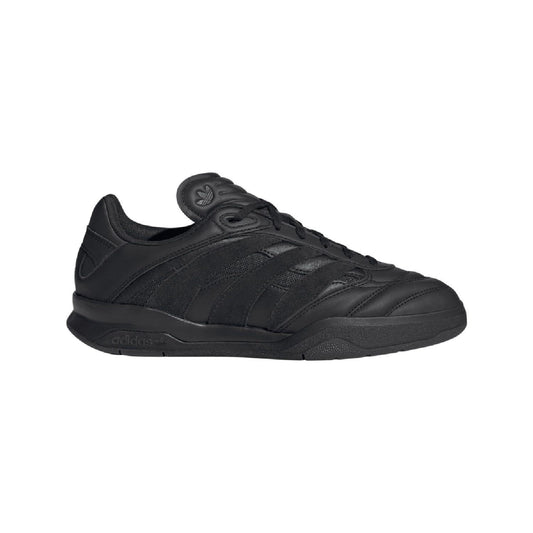 Black lace-up trainers with molded heel cup and textured side panels