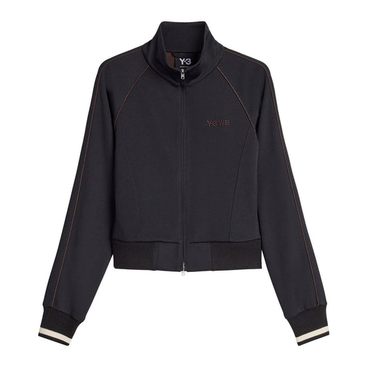 Black track jacket with full zip, stand collar, ribbed hem and cuffs, Y3 WB logo