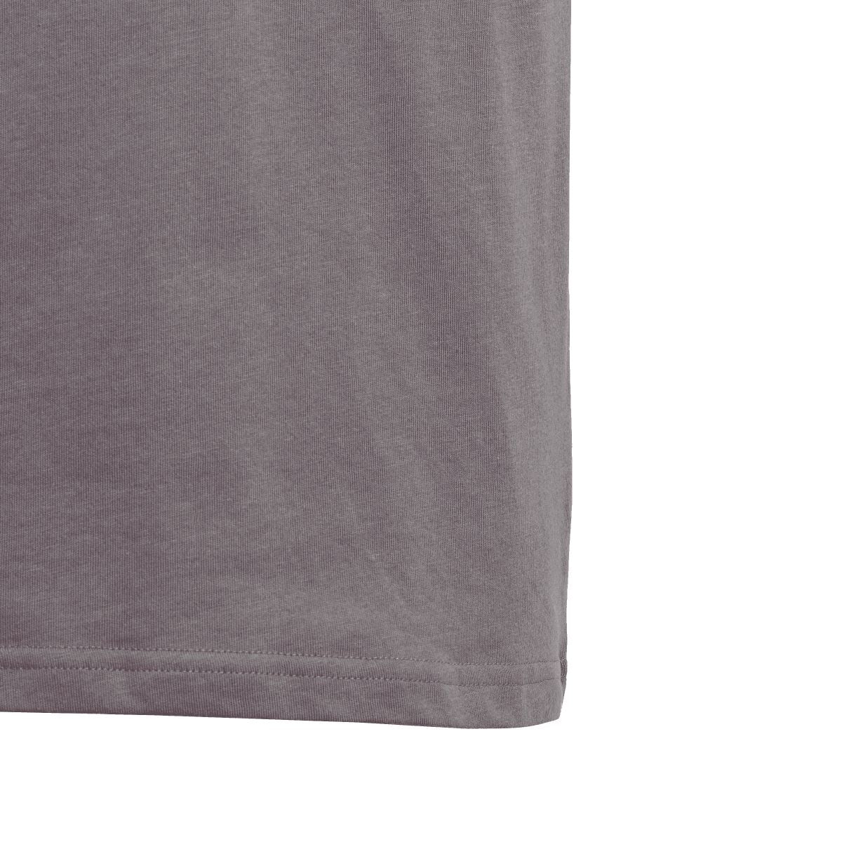 Grey junior T-shirt with straight hem and visible stitching at the bottom edge.