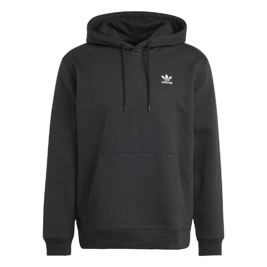 Black adidas Trefoil hoodie, loose fit, drawstring hood, kangaroo pocket
