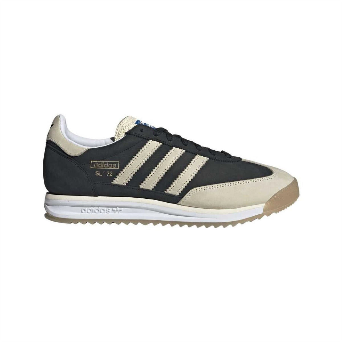adidas Originals SL 72 RS shoe in core black and cream with three stripes and lace-up