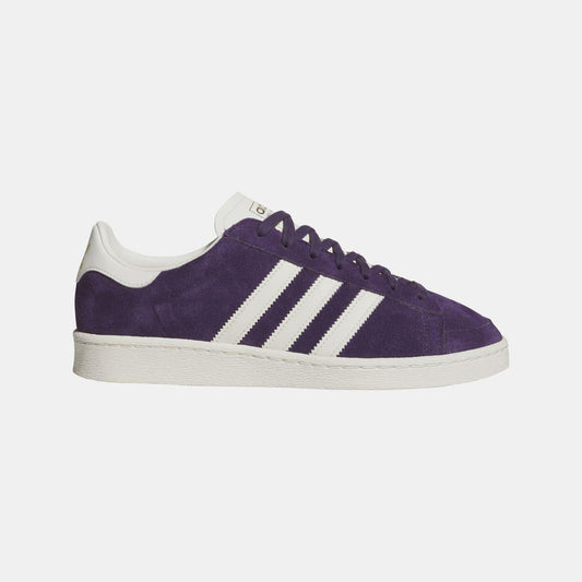 Purple suede adidas Originals Jabbar Lo low-top sneakers with white three stripes and laces