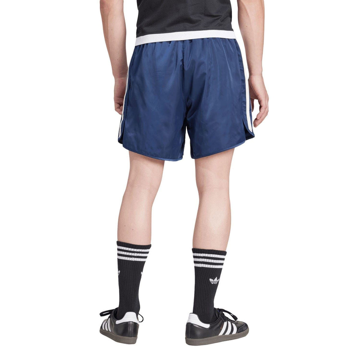Men's adidas Originals sprinter shorts, indigo blue, elastic waist and side stripes