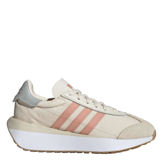 adidas Originals juniors lace-up sneakers, cream with pink and white Three Stripes