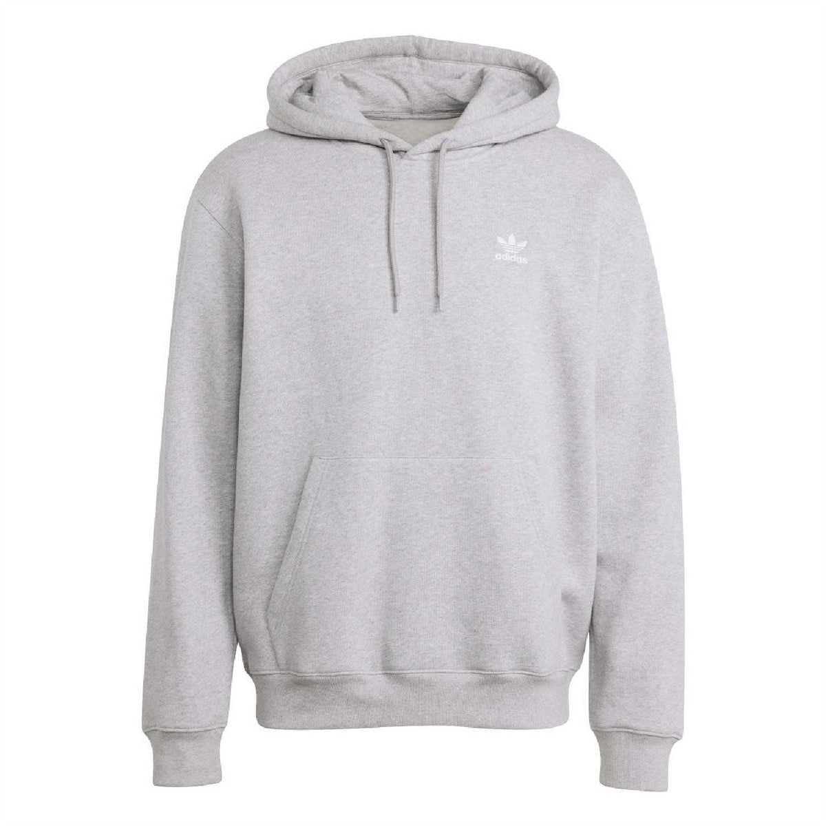Grey adidas trefoil loose hoodie with drawstring hood and kangaroo pocket