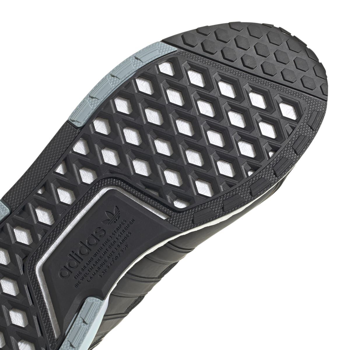 NMD_V3 tread outsole close-up with grid pattern and adidas branding